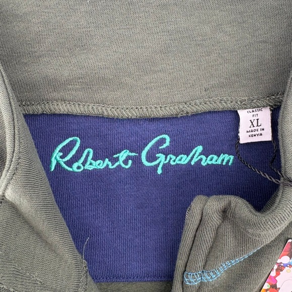 Robert Graham Mens Fulham Quarter Zip Sweatshirt Classic Fit Deep Forest GreenXL - Picture 6 of 11